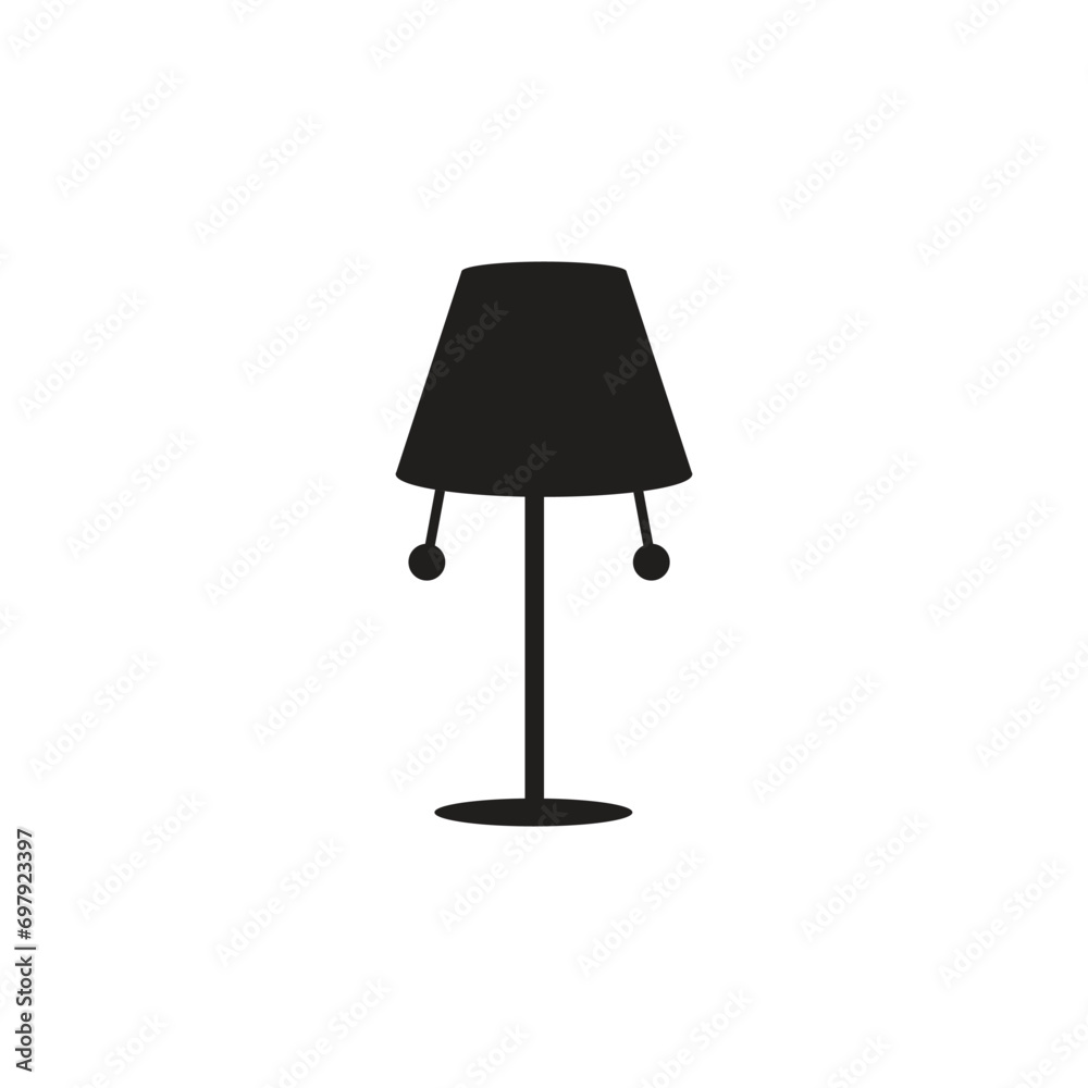 Floor lamp vector icon. Black illustration isolated on white. Simple pictogram for graphic and web design. Floor lamp vector icon. Black illustration isolated on white. Simple pictogram for graphic and web design.