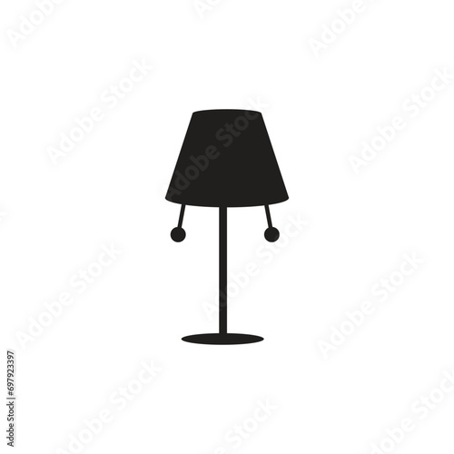 Floor lamp vector icon. Black illustration isolated on white. Simple pictogram for graphic and web design.