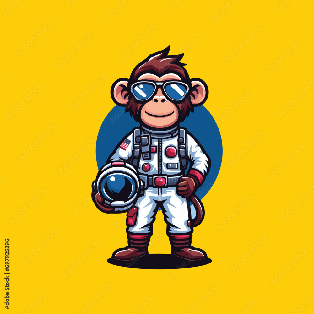 Fototapeta premium MONKEY ASTRONAUT ILLUSTRATION VECTOR