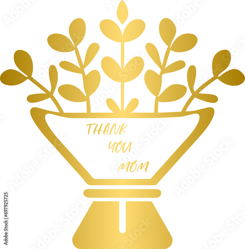 Happy mothers day design element gold colored, happy mother's day design concept with golden color	