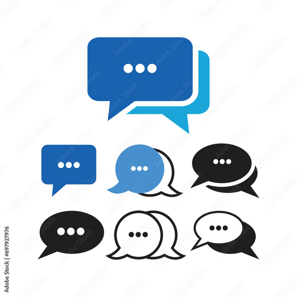 Message icon set in flat style with background. Message icon set in flat style with background.