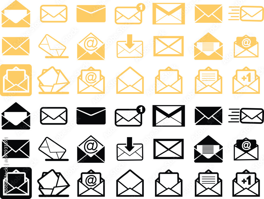 Mails icons Set. Email, post, letter, envelopes isolated on transparent background. Vectors in flat designs, adapted e-mail icons for web, web sites and mobile apps. Open envelope, message pictogram. Mails icons Set. Email, post, letter, envelopes isolated on transparent background. Vectors in flat designs, adapted e-mail icons for web, web sites and mobile apps. Open envelope, message pictogram.