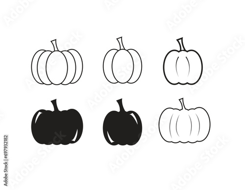 Set pumpkin icon on white background.