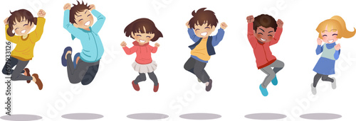 ジャンプする子供たちのイラスト