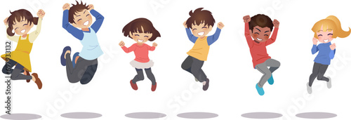 ジャンプする子供たちのイラスト