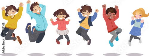 ジャンプする子供たちのイラスト