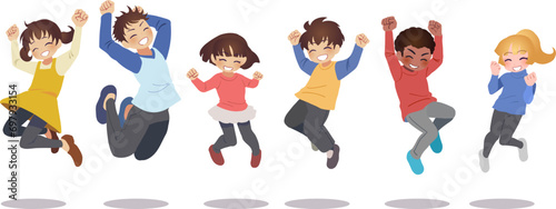 ジャンプする子供たちのイラスト