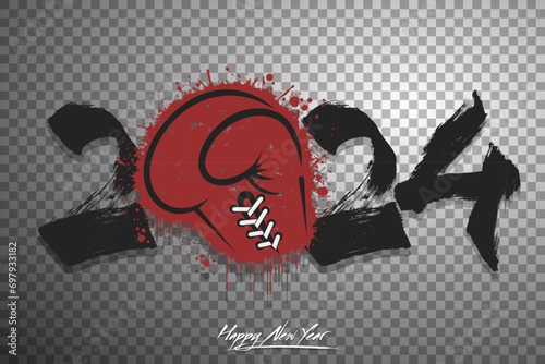 Happy New Year 2024 and boxing glove