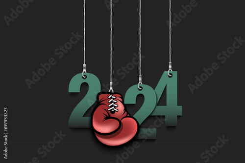 Happy New Year 2024 and boxing glove