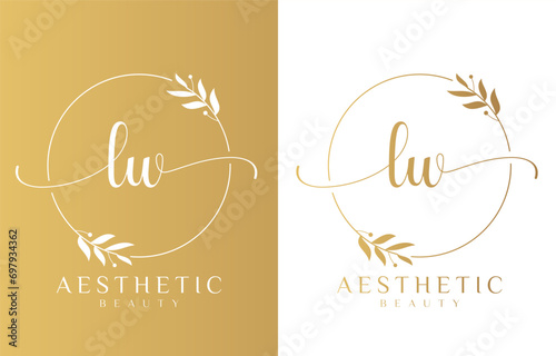 Letter LW Beauty Logo with Flourish Ornament photo