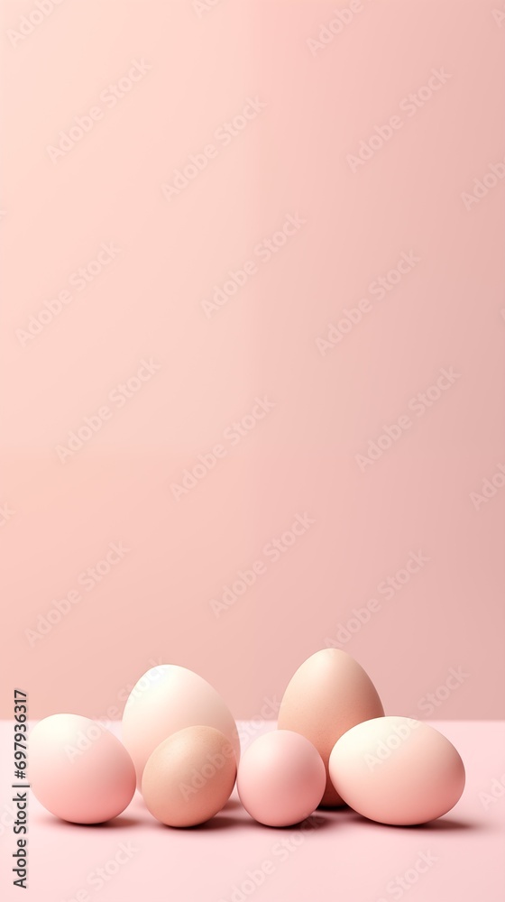 Phone Wallpaper or Instagram Story: Easter Composition - Easter Eggs on a Pink Background