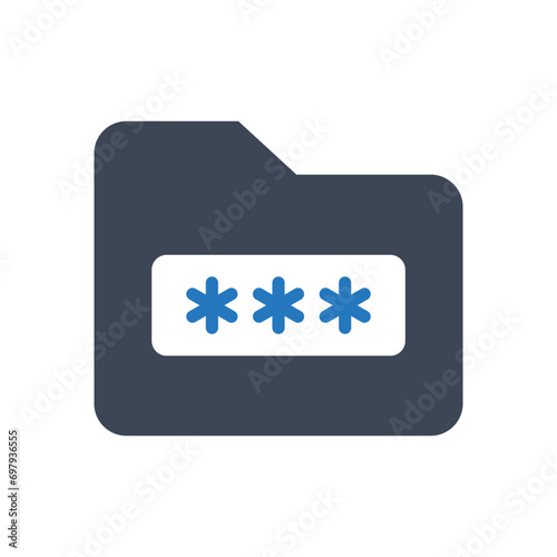 Folder data password vector icon