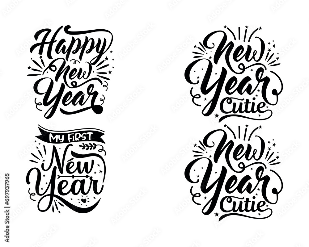 Happy New Year typography background 