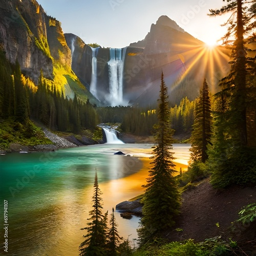 waterfall in the mountains