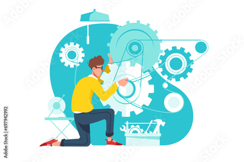 Engineer Adjusting Gears