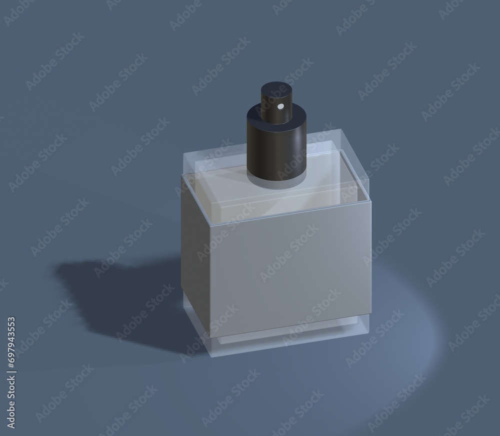 3D illustration of glass packaging for perfume bottle mockup purposes 3D illustration of glass packaging for perfume bottle mockup purposes