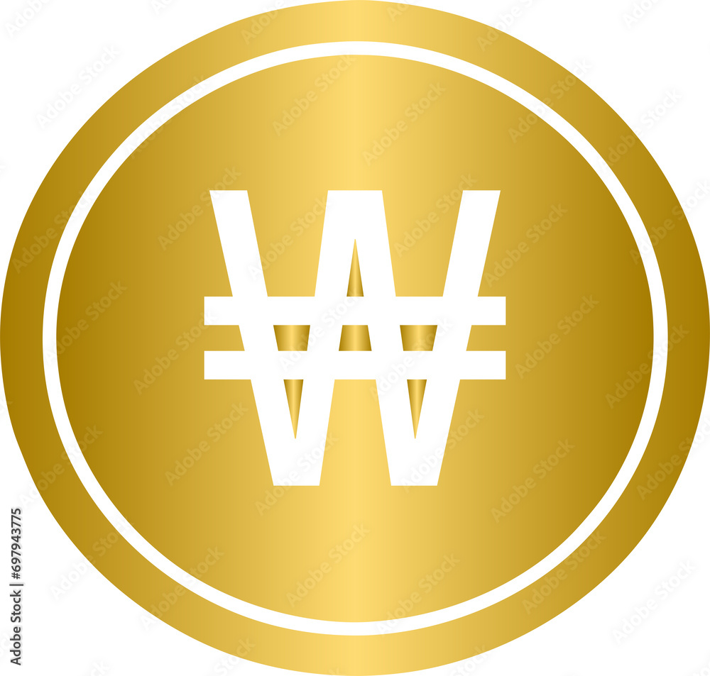 Fototapeta premium Golden Won currency coin