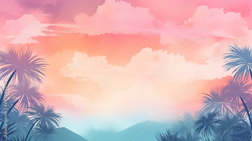 Summer background watercolor illustration soft and pastel color with copy space AI Image Generative