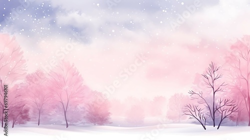 Winter background watercolor illustration soft and pastel color with copy space AI Image Generative © Anditya