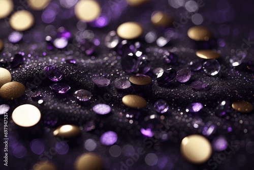 Sparkling Glitter abstract background dark purple saturated color ,de-focused, macro