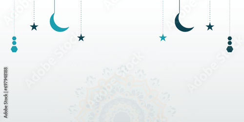 Ramadan Kareem wishing, or greeting banner Ramzan Islamic mandala background design with grey color social media ramazan sale, advertisement, banner, poster vector illustration