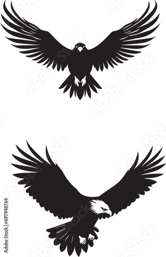 Set of Eagle silhouette flying isolated vector on white background 