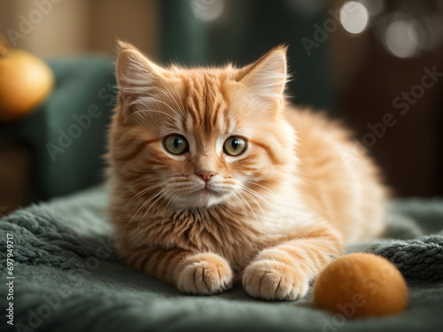 Cute and adorable cat lying and staring at camera