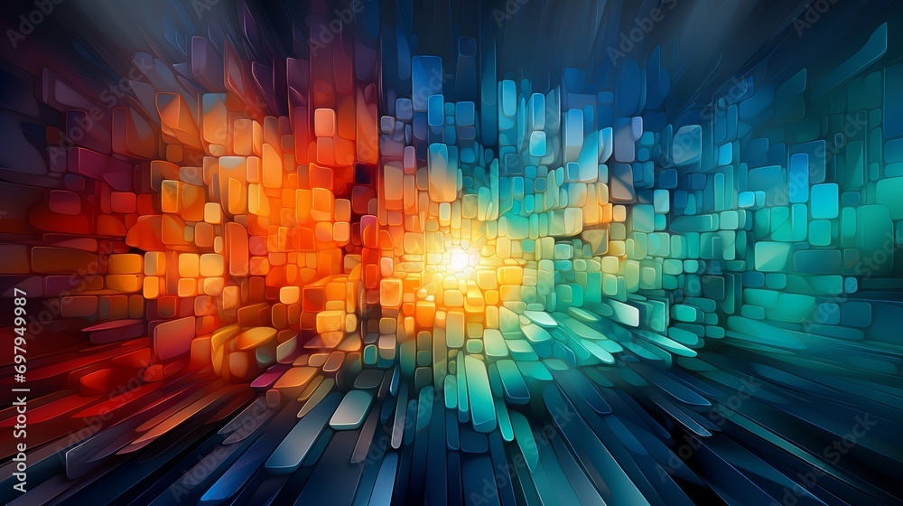 Vibrant hues dance across a image, forming a dazzling abstract painting of light and geometric shapes that evokes a sense of playful energy and artistic flair Vibrant hues dance across a image, forming a dazzling abstract painting of light and geometric shapes that evokes a sense of playful energy and artistic flair