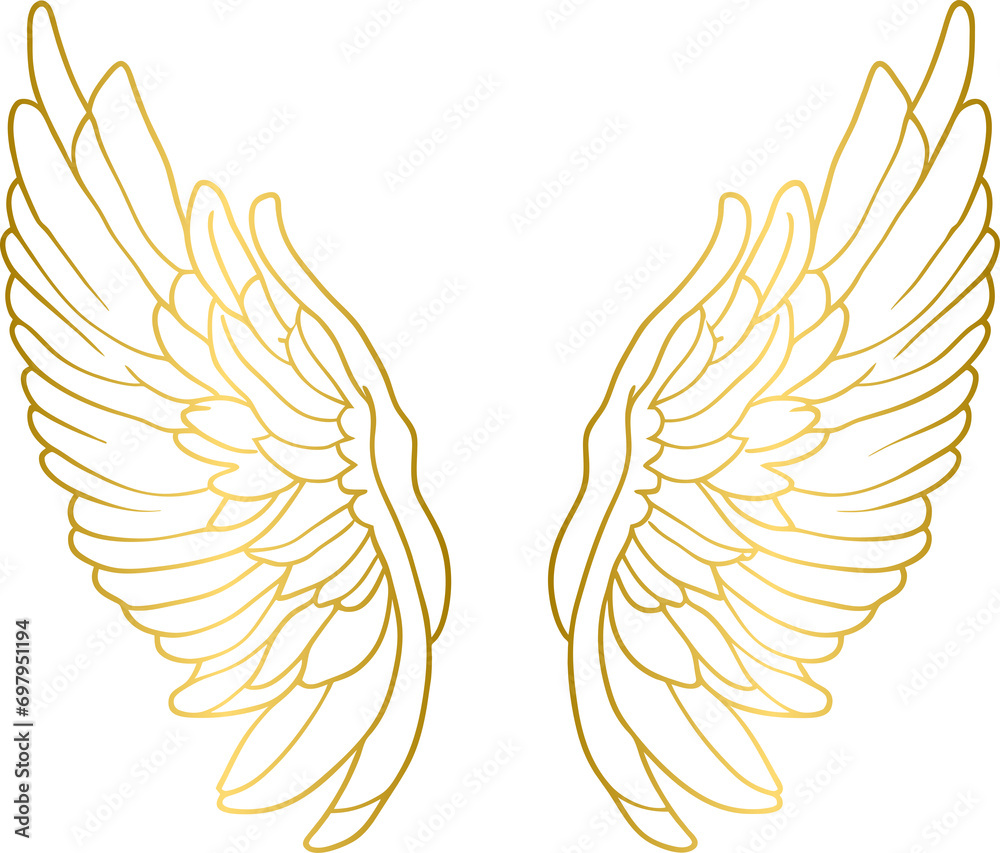 Obraz premium Golden angel wings, gold wings 