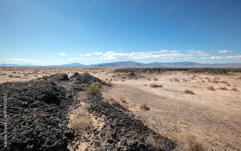 Barrend desert landscape in the Mojave desert in California United States