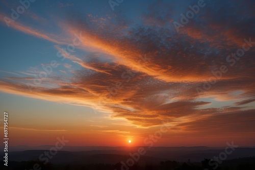Abstract gradient sunrise in the sky with blue and orange natural background © Dhiandra