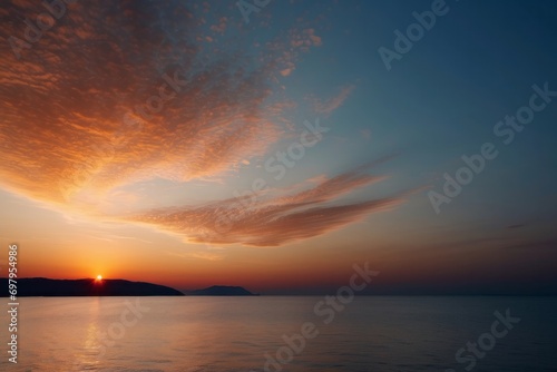 Abstract gradient sunrise in the sky with blue and orange natural background © Dhiandra