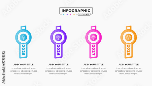 Vector business timeline infographic design template with 4 steps or options