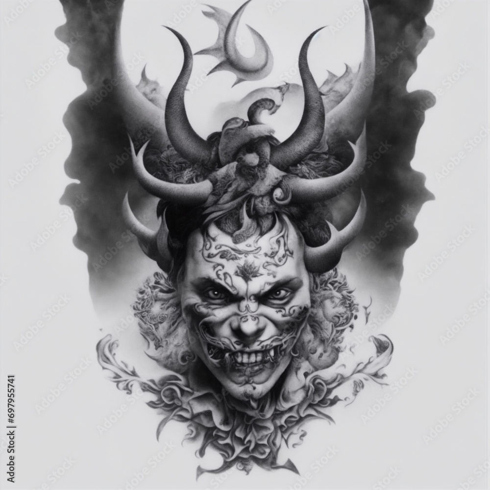 A one of the 7sins collection, Wrath, a devil of Anger, tattoo idea styles.No.8