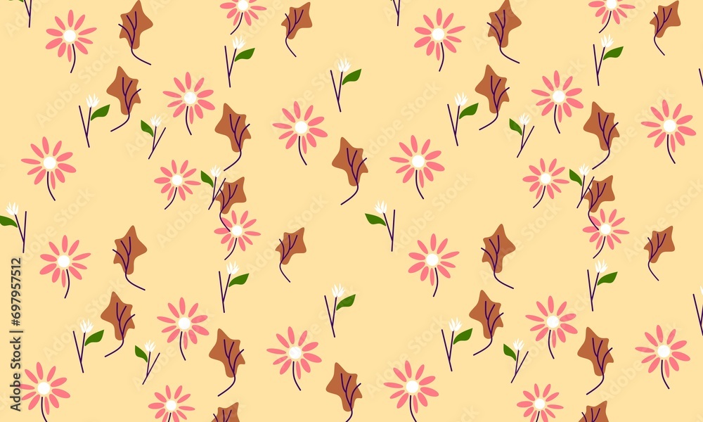 Beautiful Seamless abstract floral leaf pattern. Retro colored background illustration