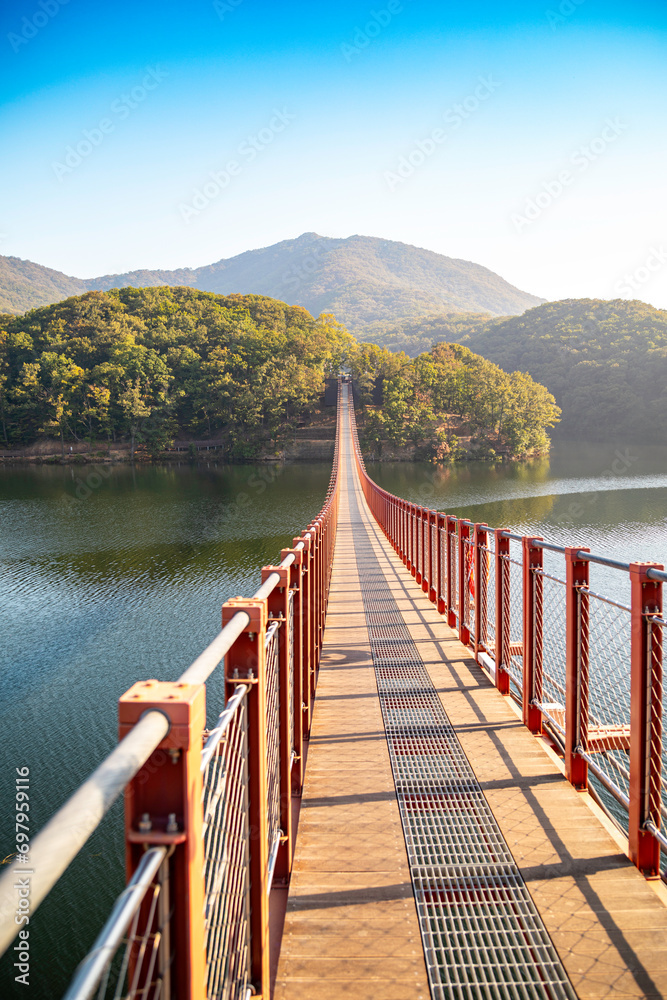 swing bridge across the lake