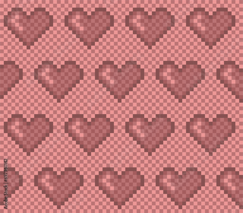 The seamless red background with hearts.