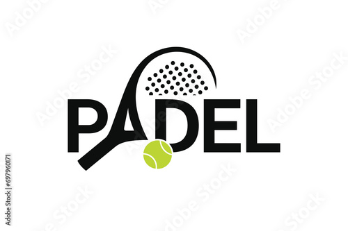 Padel logo, padel racket and ball logo design vector