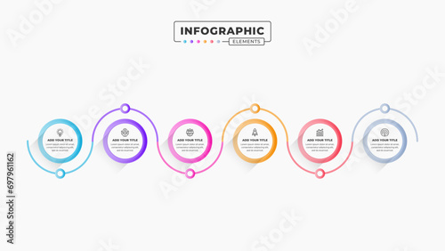 Vector process infographic design template with icons and six options or steps