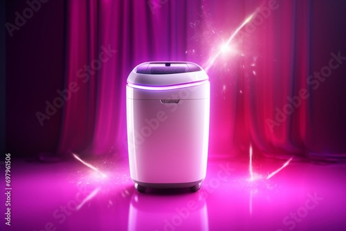 Trashcan with laser hair removal, 3D rendering. Generative AI photo