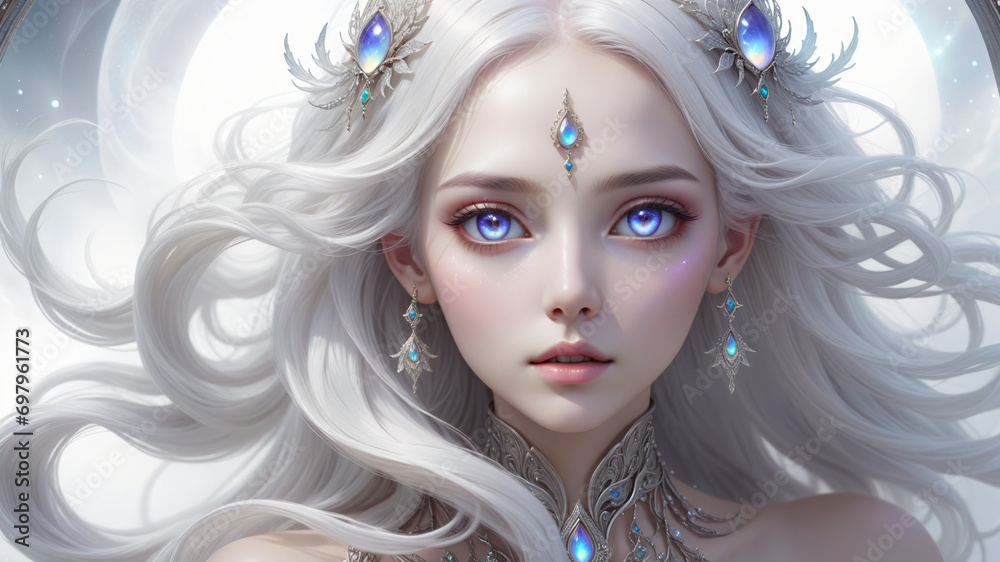 Fototapeta premium White Hair Magical Aura Girl #9