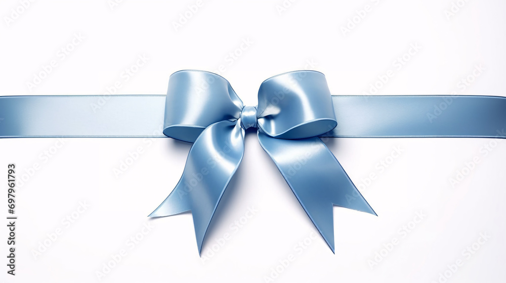 Realistic blue ribbon bow band isolated on white, New year and Father s day gift and promotion offering concept for advertising. Realistic blue ribbon bow band isolated on white, New year and Father s day gift and promotion offering concept for advertising.