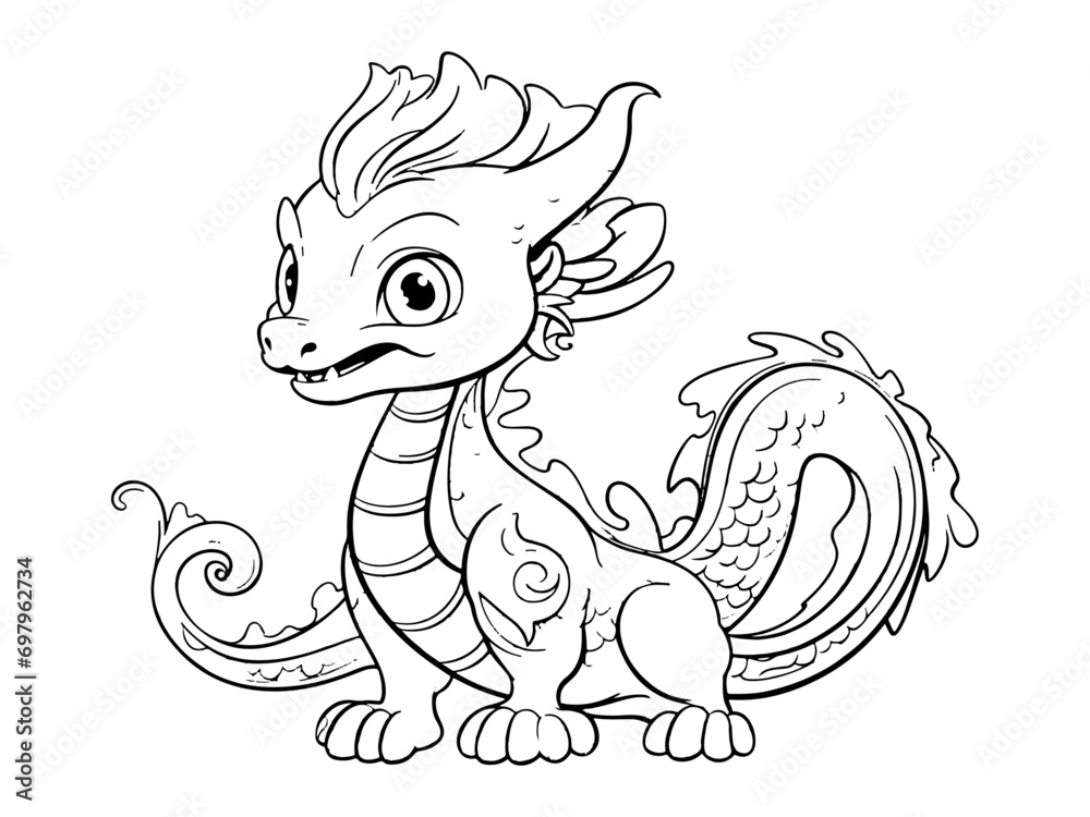 coloring page outline of cute dragon chinese new year coloring page outline of cute dragon chinese new year