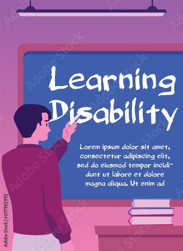 Learning disability and understanding problems banner flat vector illustration. photo