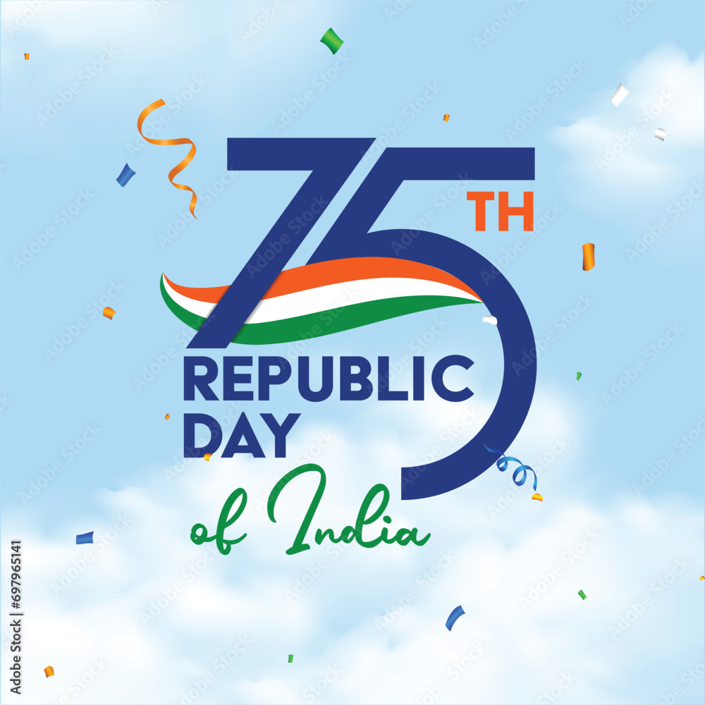 75 years of Indian republic day celebration background, logo ...