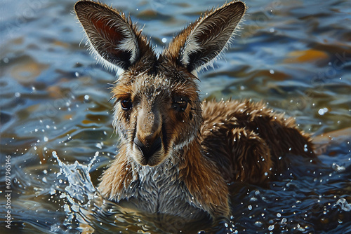 kangaroo in the water