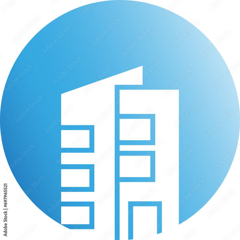 Building Tower in Blue Button
