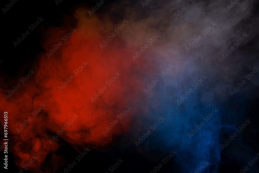 Blue and yellow steam on a black background.