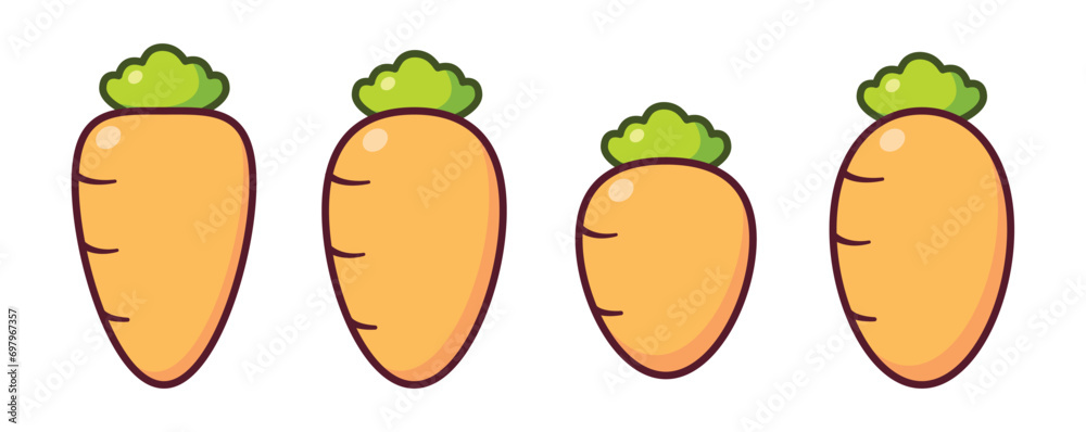 Set of Cartoon Carrots with Any Size Vector Illustration