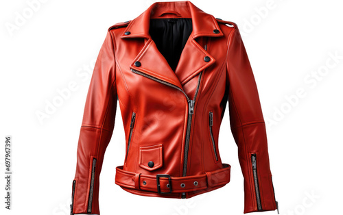 Mod Maven Edgy Elegance in the Moto Jacket for Effortless Streetwise Style on White or PNG Transparent Background photo